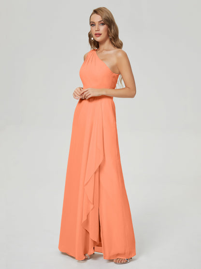 Samara Side Slit One Shoulder Chiffon Bridesmaid Dress