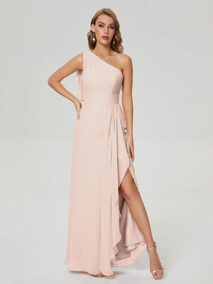 Samara Side Slit One Shoulder Chiffon Bridesmaid Dress