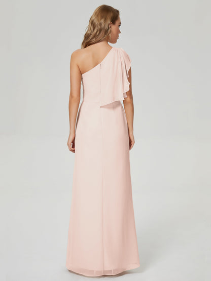 Samara Side Slit One Shoulder Chiffon Bridesmaid Dress