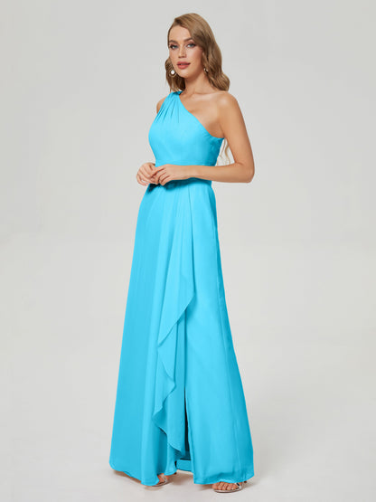 Samara Side Slit One Shoulder Chiffon Bridesmaid Dress