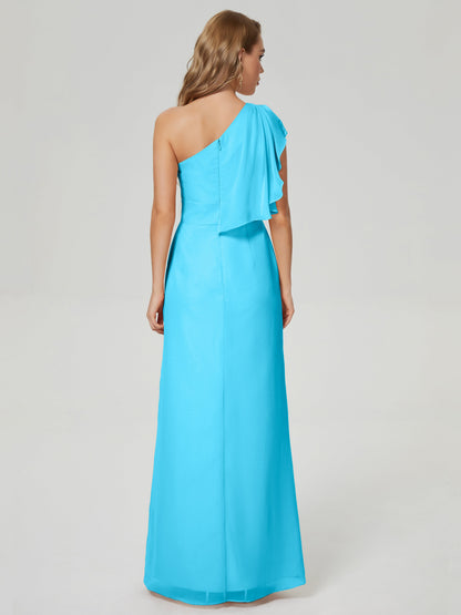 Samara Side Slit One Shoulder Chiffon Bridesmaid Dress
