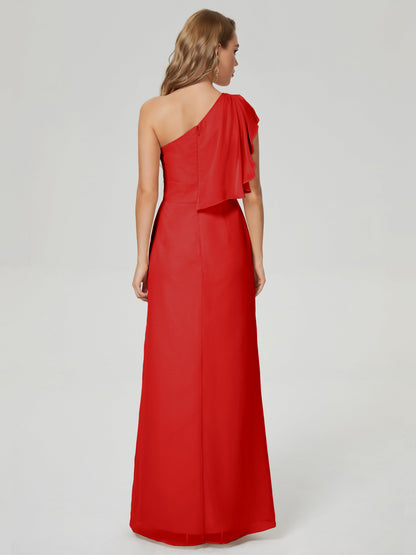 Samara Side Slit One Shoulder Chiffon Bridesmaid Dress
