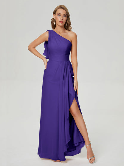 Samara Side Slit One Shoulder Chiffon Bridesmaid Dress