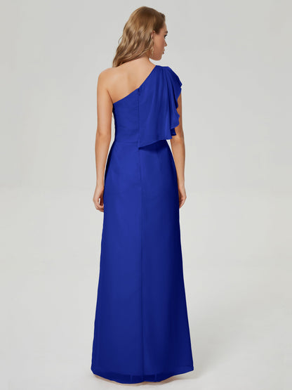 Samara Side Slit One Shoulder Chiffon Bridesmaid Dress