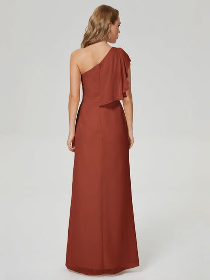 Samara Side Slit One Shoulder Chiffon Bridesmaid Dress