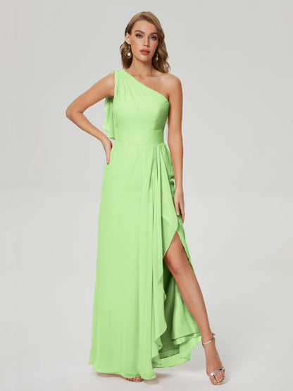 Samara Side Slit One Shoulder Chiffon Bridesmaid Dress