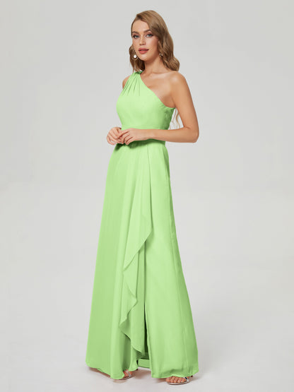Samara Side Slit One Shoulder Chiffon Bridesmaid Dress
