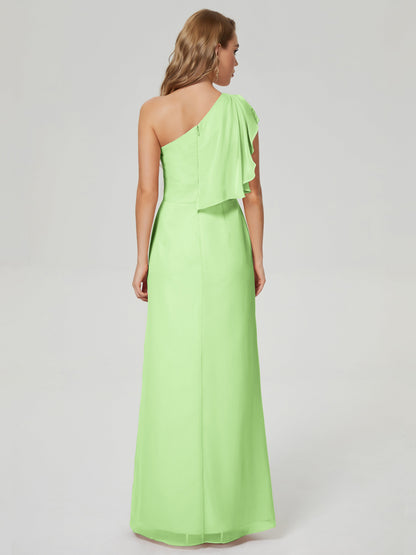 Samara Side Slit One Shoulder Chiffon Bridesmaid Dress