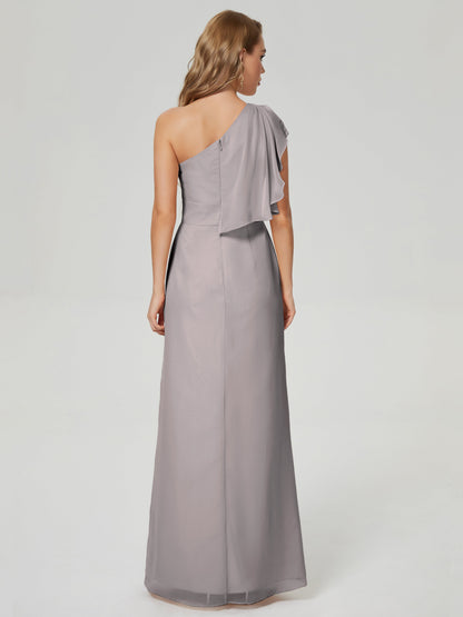 Samara Side Slit One Shoulder Chiffon Bridesmaid Dress