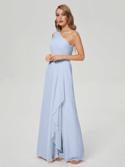 Samara Side Slit One Shoulder Chiffon Bridesmaid Dress