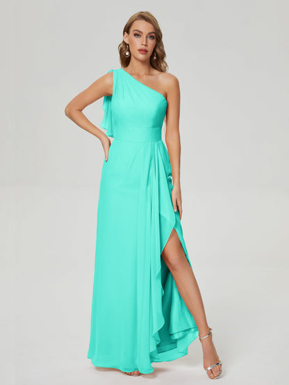 Samara Side Slit One Shoulder Chiffon Bridesmaid Dress