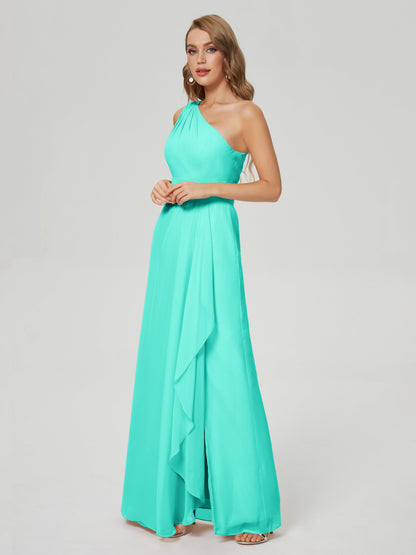 Samara Side Slit One Shoulder Chiffon Bridesmaid Dress
