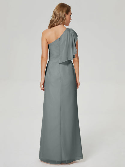 Samara Side Slit One Shoulder Chiffon Bridesmaid Dress