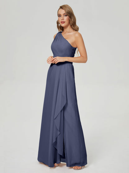 Samara Side Slit One Shoulder Chiffon Bridesmaid Dress