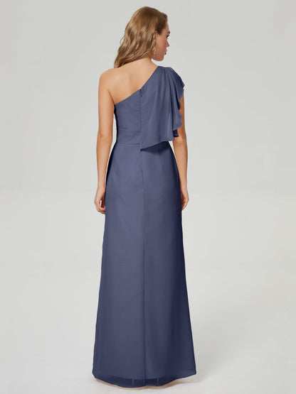 Samara Side Slit One Shoulder Chiffon Bridesmaid Dress