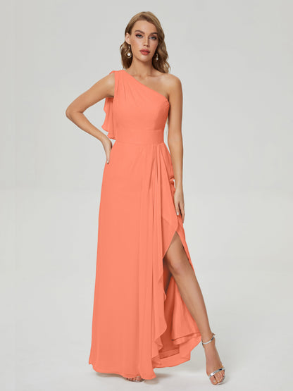 Samara Side Slit One Shoulder Chiffon Bridesmaid Dress