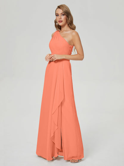 Samara Side Slit One Shoulder Chiffon Bridesmaid Dress