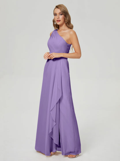 Samara Side Slit One Shoulder Chiffon Bridesmaid Dress
