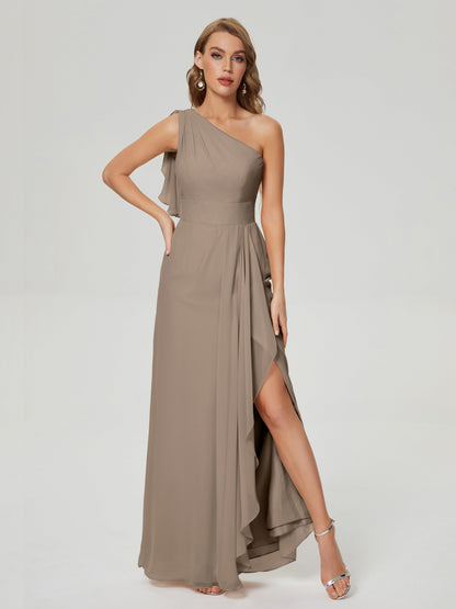 Samara Side Slit One Shoulder Chiffon Bridesmaid Dress