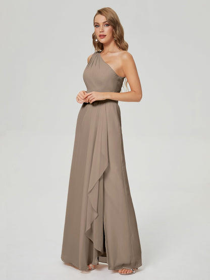 Samara Side Slit One Shoulder Chiffon Bridesmaid Dress