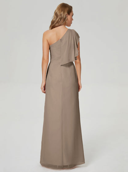 Samara Side Slit One Shoulder Chiffon Bridesmaid Dress