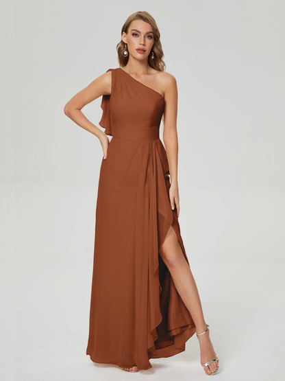 Samara Side Slit One Shoulder Chiffon Bridesmaid Dress