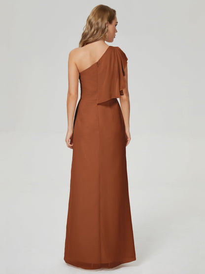Samara Side Slit One Shoulder Chiffon Bridesmaid Dress