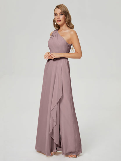 Samara Side Slit One Shoulder Chiffon Bridesmaid Dress