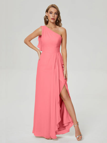 Samara Side Slit One Shoulder Chiffon Bridesmaid Dress