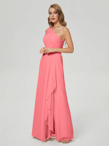 Samara Side Slit One Shoulder Chiffon Bridesmaid Dress