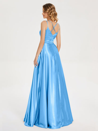 Briella Spaghetti Straps Soft Satin Bridesmaid Dress