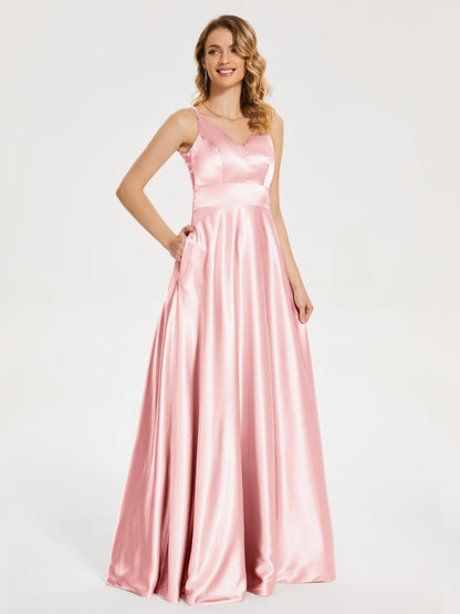Briella Spaghetti Straps Soft Satin Bridesmaid Dress