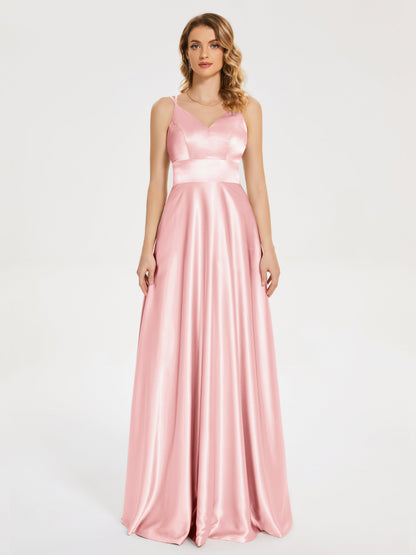 Briella Spaghetti Straps Soft Satin Bridesmaid Dress
