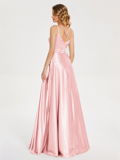 Briella Spaghetti Straps Soft Satin Bridesmaid Dress
