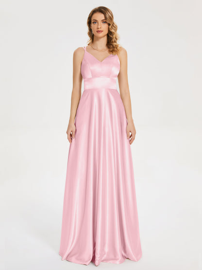 Briella Spaghetti Straps Soft Satin Bridesmaid Dress