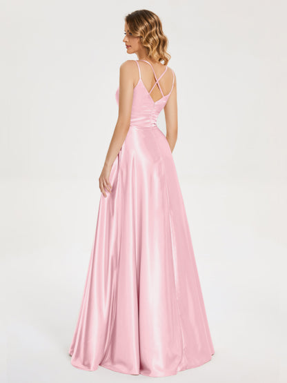 Briella Spaghetti Straps Soft Satin Bridesmaid Dress