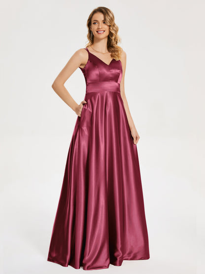 Briella Spaghetti Straps Soft Satin Bridesmaid Dress