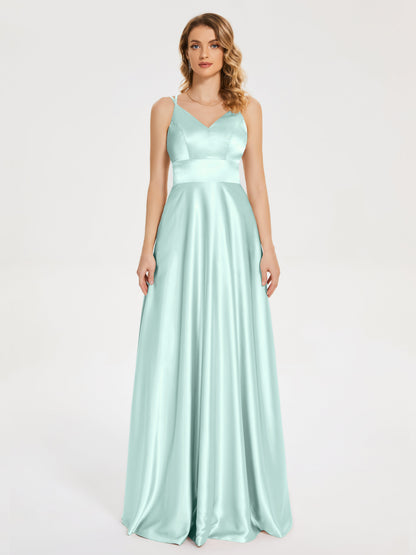 Briella Spaghetti Straps Soft Satin Bridesmaid Dress