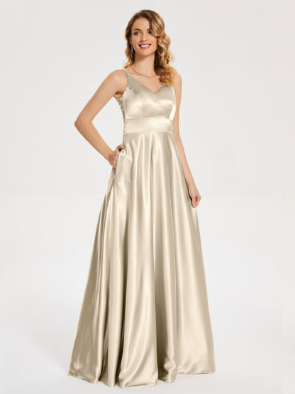 Briella Spaghetti Straps Soft Satin Bridesmaid Dress