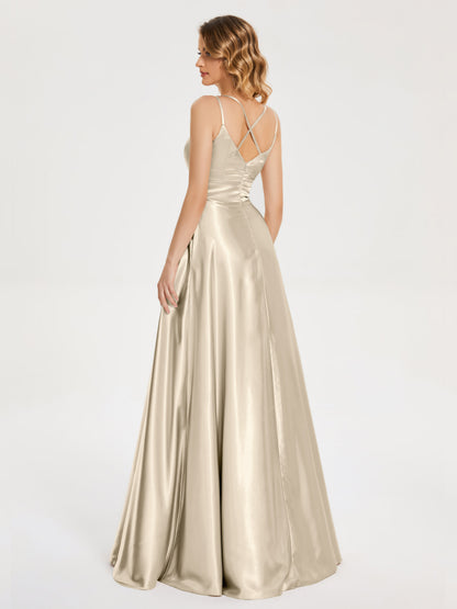 Briella Spaghetti Straps Soft Satin Bridesmaid Dress