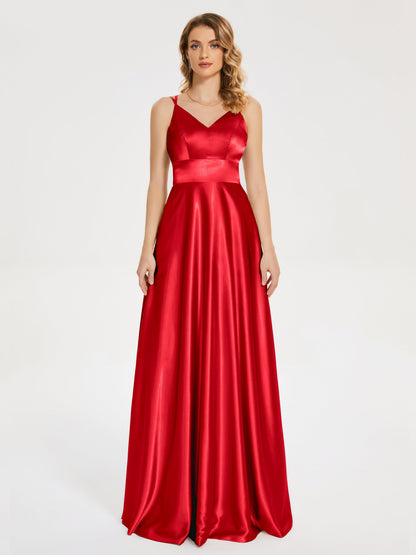 Briella Spaghetti Straps Soft Satin Bridesmaid Dress