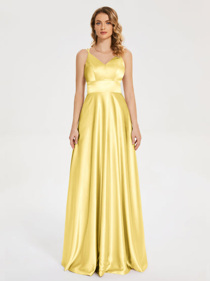 Briella Spaghetti Straps Soft Satin Bridesmaid Dress