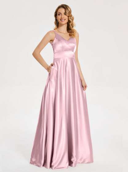 Briella Spaghetti Straps Soft Satin Bridesmaid Dress