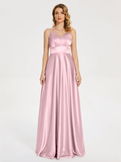 Briella Spaghetti Straps Soft Satin Bridesmaid Dress