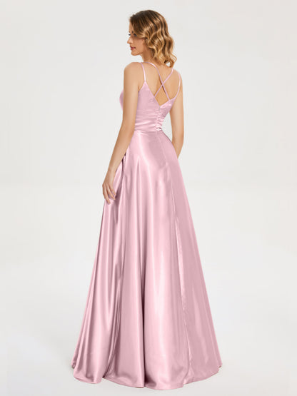 Briella Spaghetti Straps Soft Satin Bridesmaid Dress