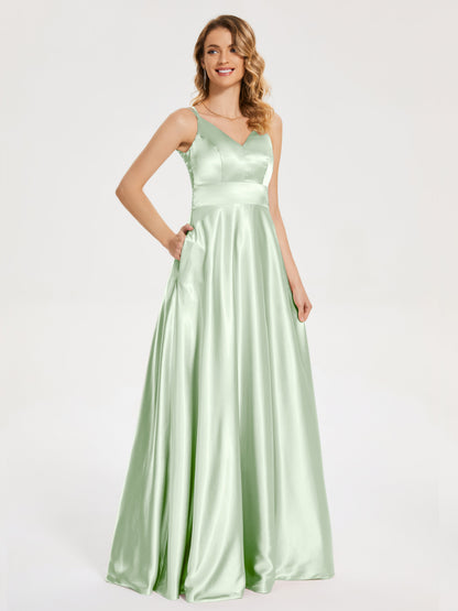 Briella Spaghetti Straps Soft Satin Bridesmaid Dress