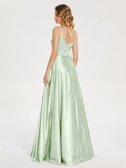 Briella Spaghetti Straps Soft Satin Bridesmaid Dress