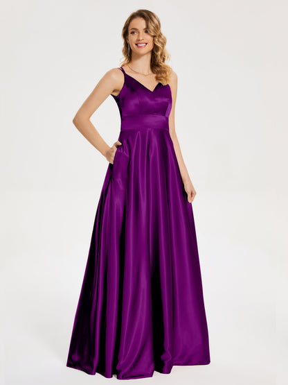 Briella Spaghetti Straps Soft Satin Bridesmaid Dress
