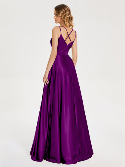 Briella Spaghetti Straps Soft Satin Bridesmaid Dress
