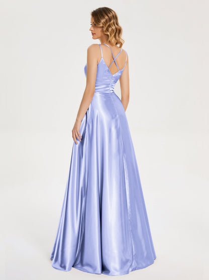 Briella Spaghetti Straps Soft Satin Bridesmaid Dress